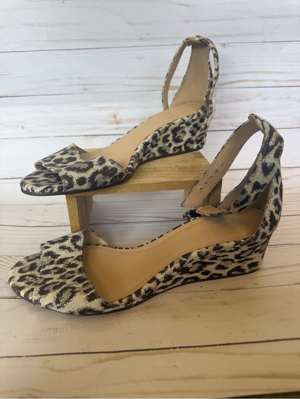 J. Crew Leopard Print Wedge Sandals